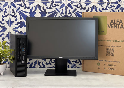 Computadora HP ProDesk 800 G1 usff Core i5 4ta Gen 8GB RAM SSD 240GB Monitor Dell 20” Teclado y Mouse  Windows 10 Pro