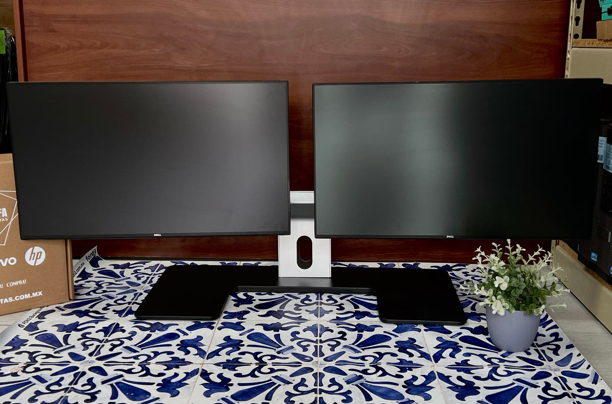 2 Monitores Dell 24” Full HD HDMI + Base Dual  | Setup Profesional Oficina / Trading