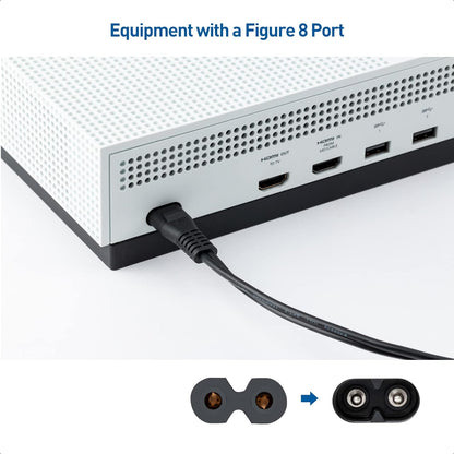 Cable de alimentación de 2 clavijas, Universal para TV, Xbox One, Impresoras etc