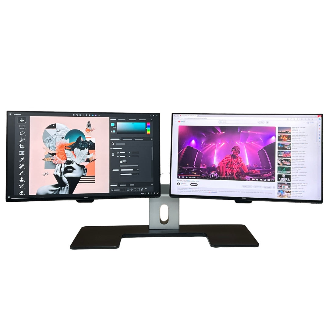 2 Monitores Dell 24” Full HD HDMI + Base Dual  | Setup Profesional Oficina / Trading