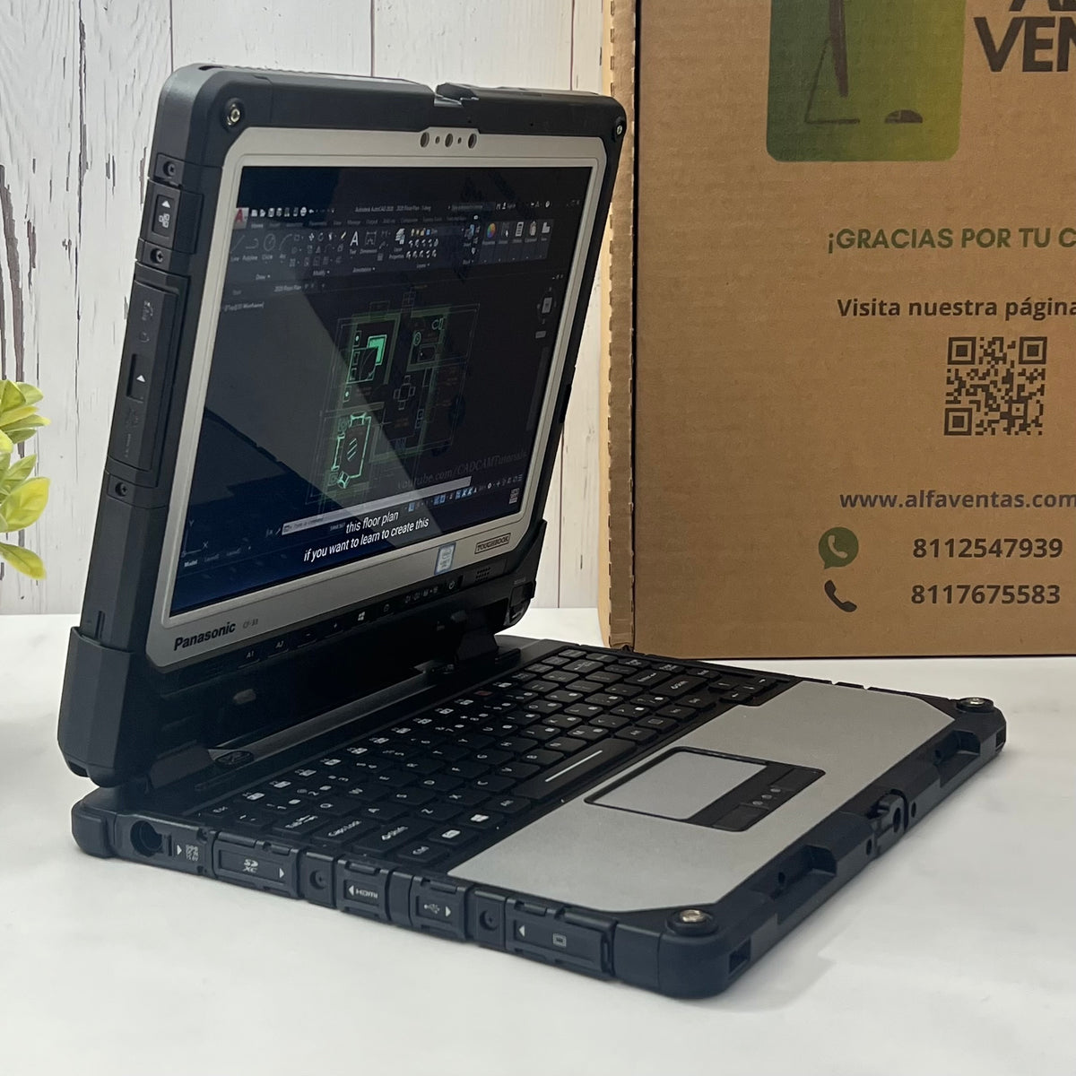 Laptop Panasonic Toughbook CF-33 Core i7 7ma Gen | 16GB RAM | SSD 480GB | 12” táctil | Uso rudo / industrial