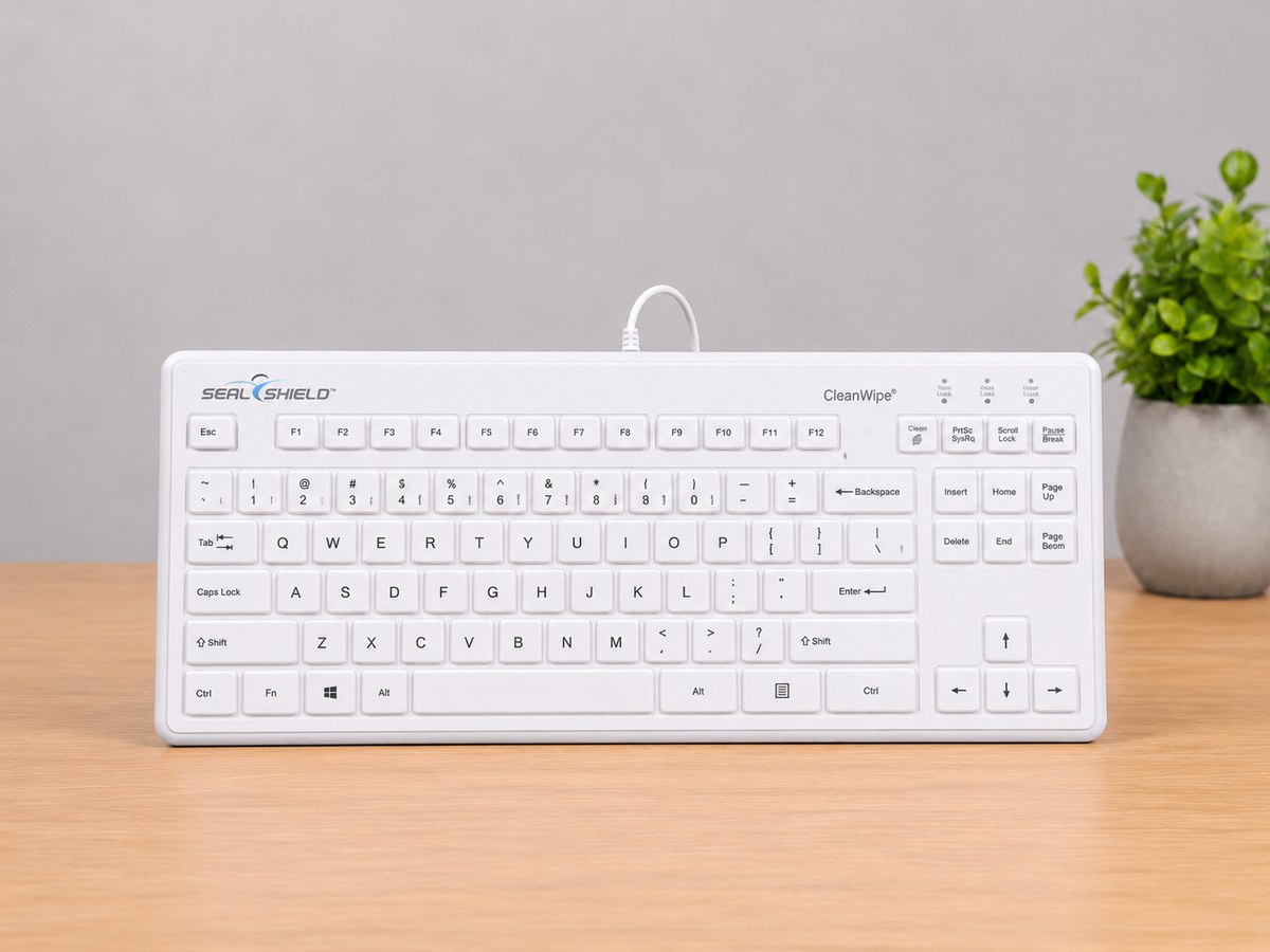 Teclado Seal Shield CleanWipe SSWKSV099 | Teclado Médico | Antimicrobiano | USB | QWERTY USA | Blanco