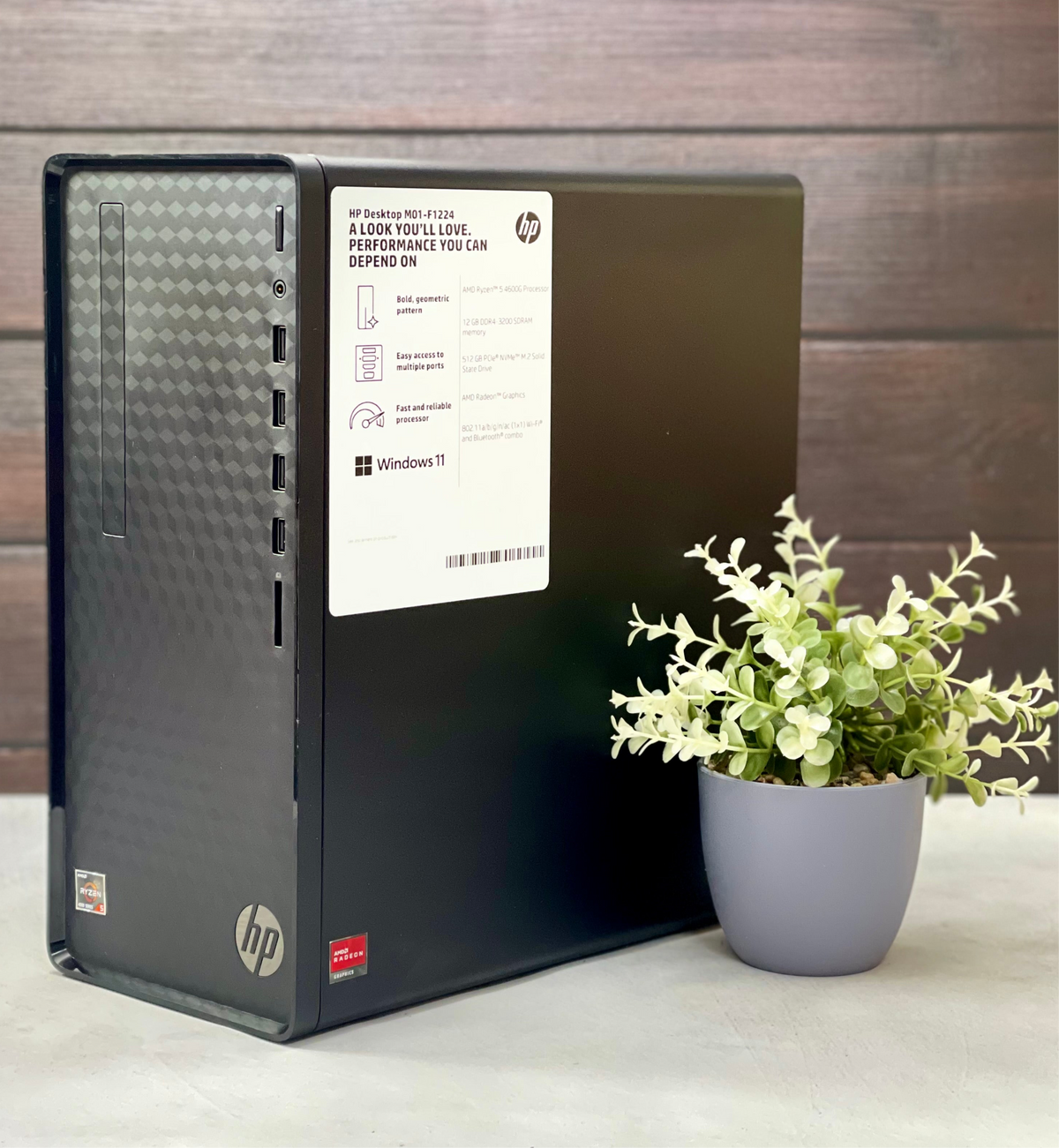 CPU HP DESKTOP M01-F1224 Ryzen 5 4600G | 12GB RAM | 512GB SSD | Windows 11