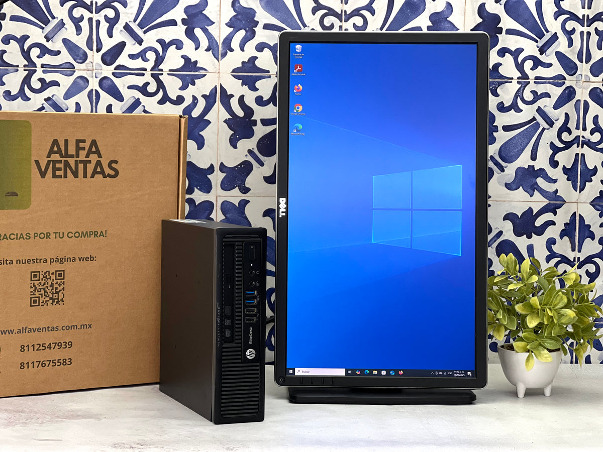 Computadora HP ProDesk 800 G1 USFF Core i5 4ta Gen  16GB RAM SSD 480GB + Monitor Dell 22” + Teclado y Mouse