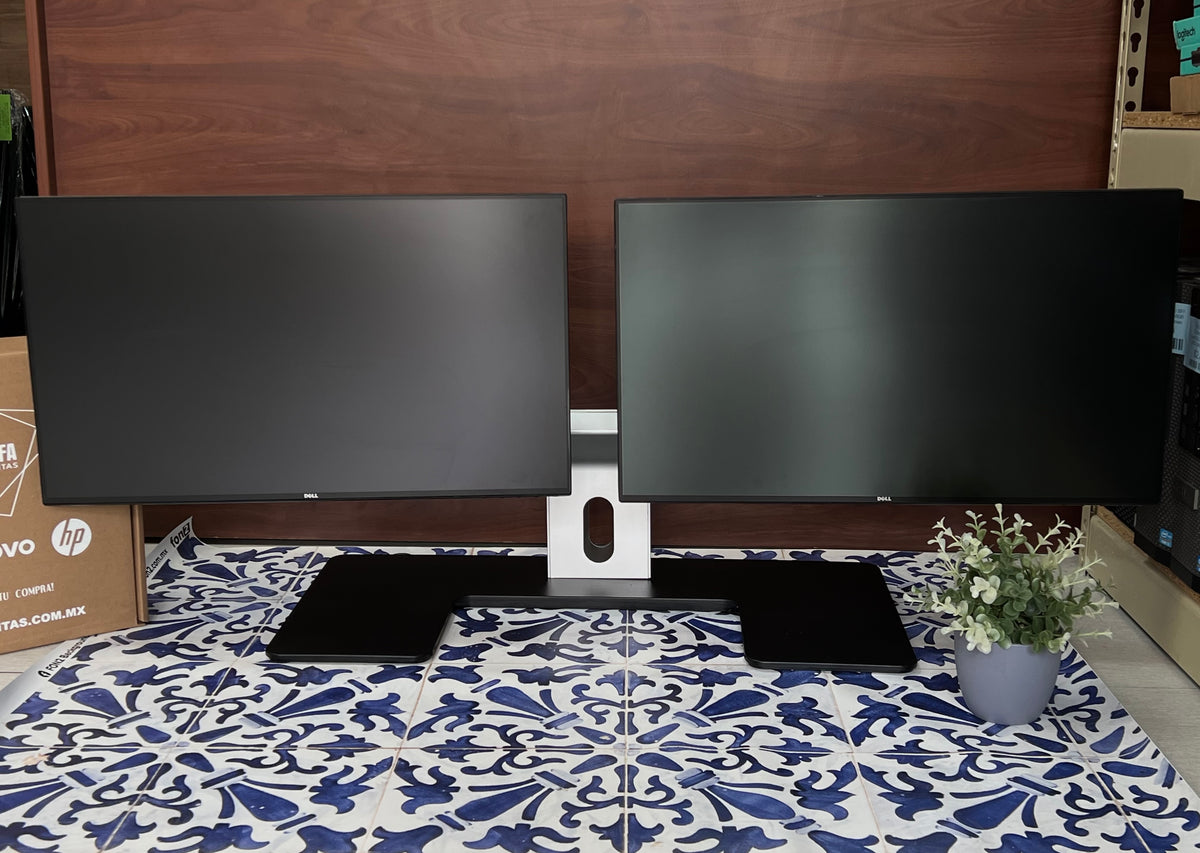 2 Monitores Dell 24” Full HD HDMI + Base Dual  | Setup Profesional Oficina / Trading