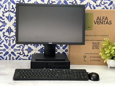 Computadora HP ProDesk 800 G1 usff Core i5 4ta Gen 8GB RAM SSD 240GB Monitor Dell 20” Teclado y Mouse  Windows 10 Pro