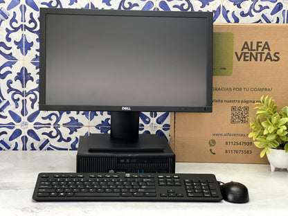 Computadora HP ProDesk 800 G1 usff Core i5 4ta Gen 8GB RAM SSD 240GB Monitor Dell 20” Teclado y Mouse  Windows 10 Pro