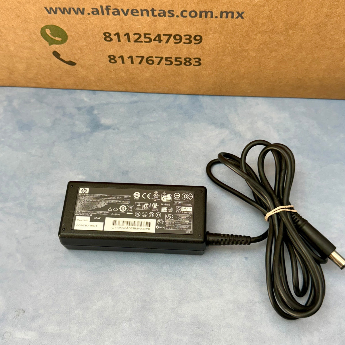 Cargador HP 65W 19.5V 3.33A Pin Central 7.4 × 5.0 mm Original  (de uso)