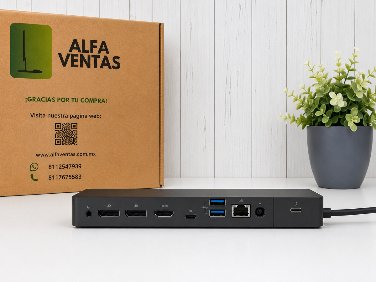 Dock Station Dell WD19TB Thunderbolt 3 | USB-C | Cargador 180W Incluido | Hasta 3 Monitores 4K