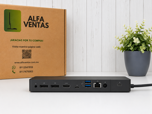 Dock Station Dell WD19TB Thunderbolt 3 | USB-C | Cargador 180W Incluido | Hasta 3 Monitores 4K