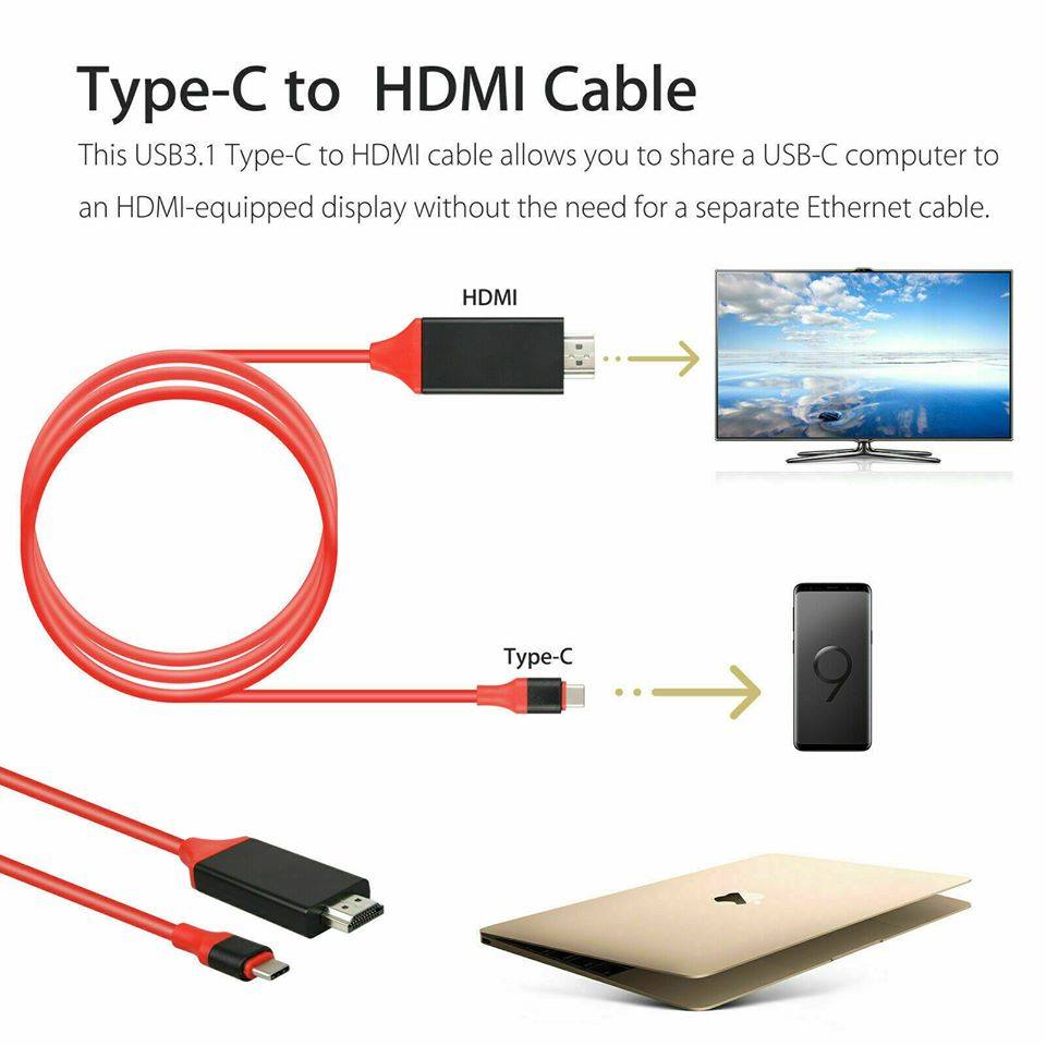 Cable / Adaptador USB-C Tipo C a HDMI HDTV TV, Rojo – Alfa Ventas