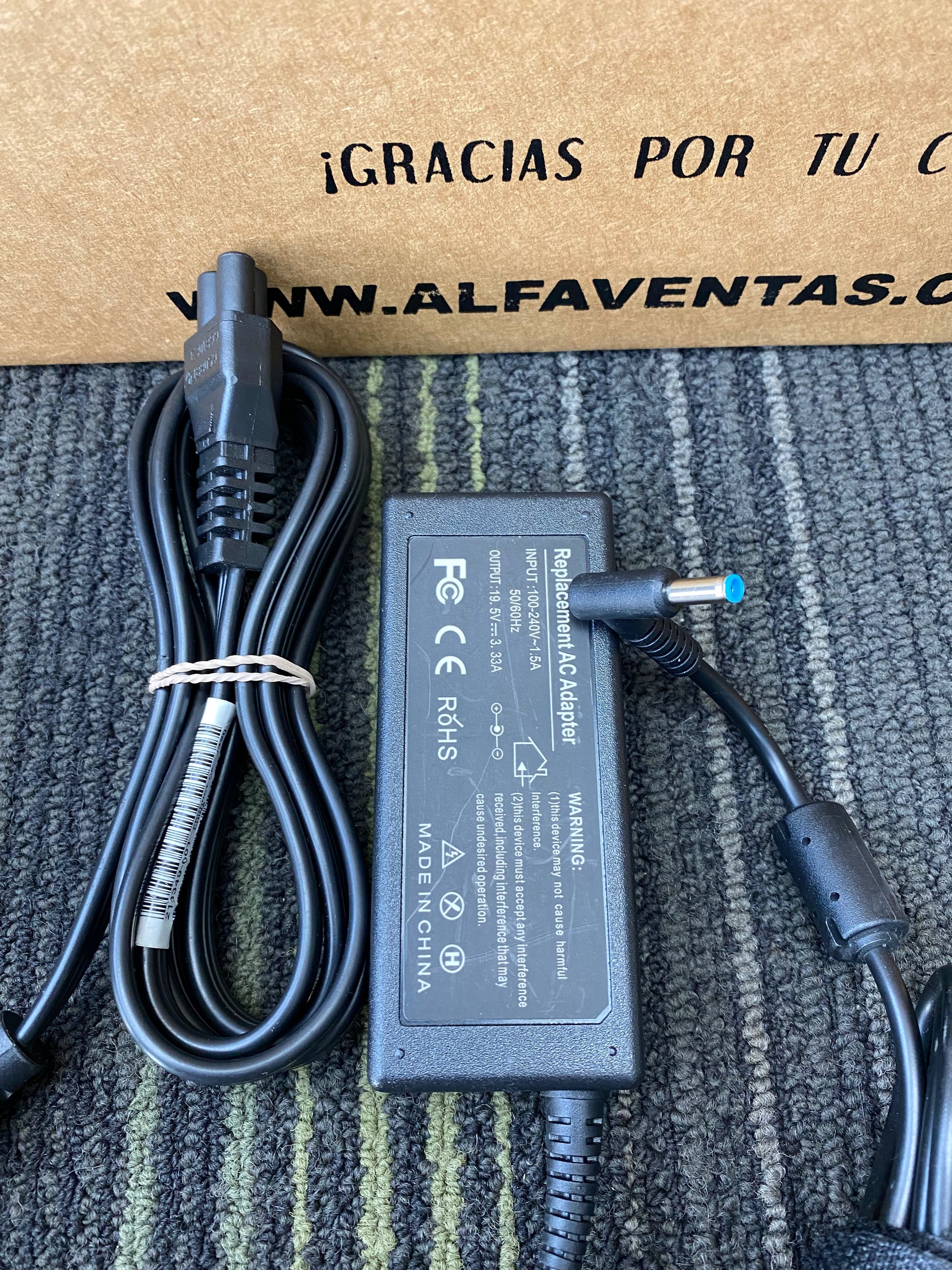 Cargador Compatible HP 65W – 19.5V 3.33A | Punta Azul 4.5 × 3.0 mm