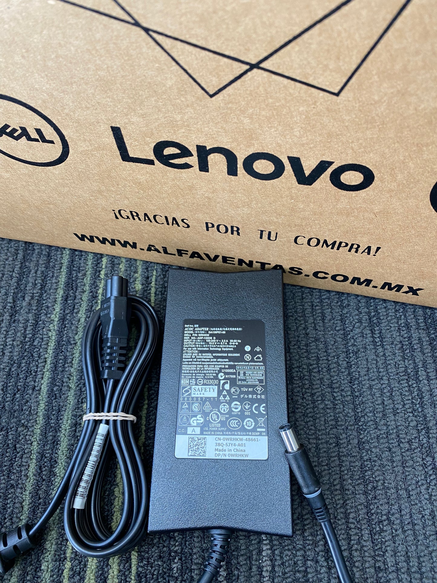 Cargador Dell 130W Original – 19.5V 6.7A | Pin Central | Adaptador de Corriente
