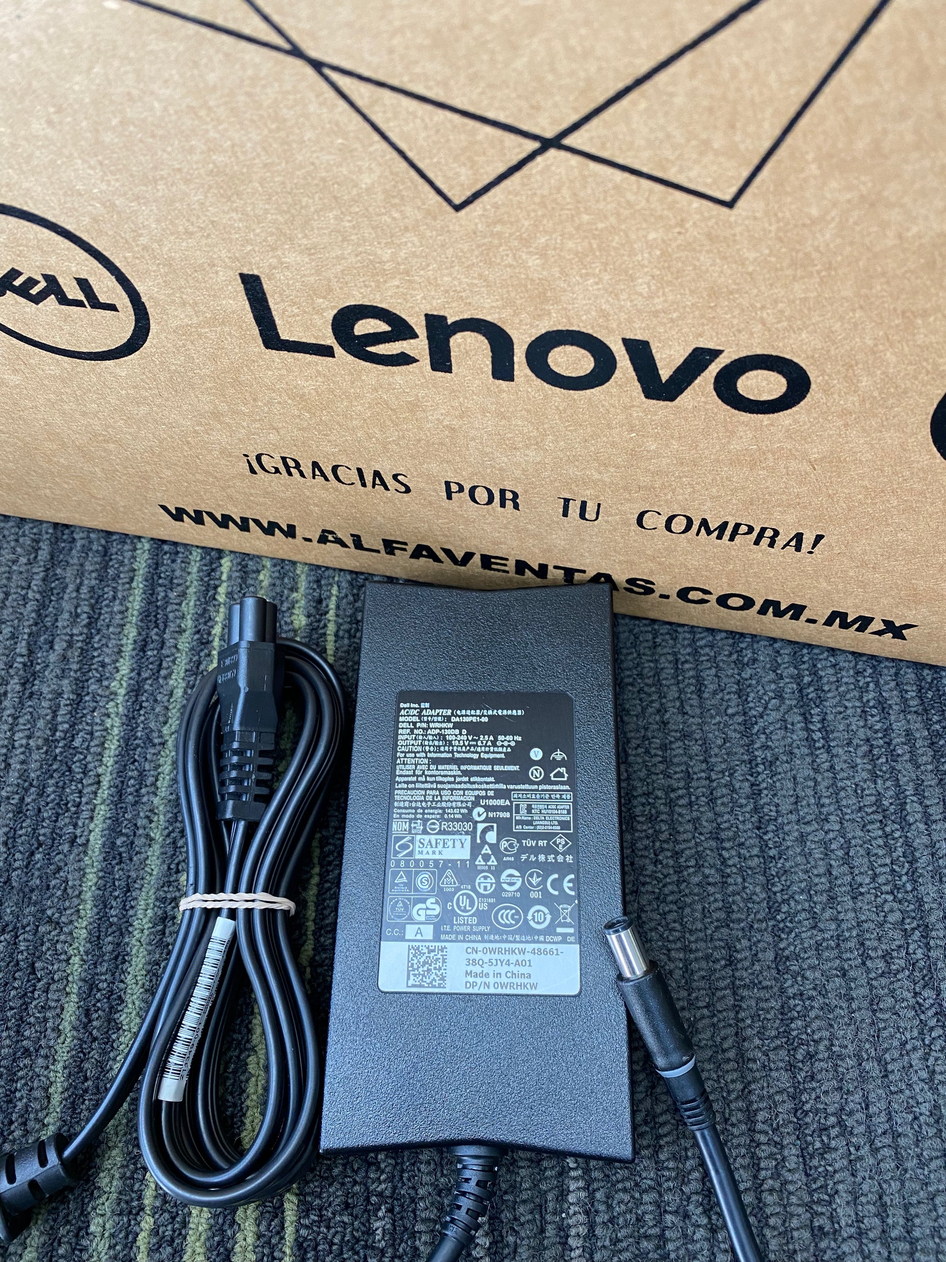 Cargador Dell 130W Original – 19.5V 6.7A | Pin Central | Adaptador de Corriente