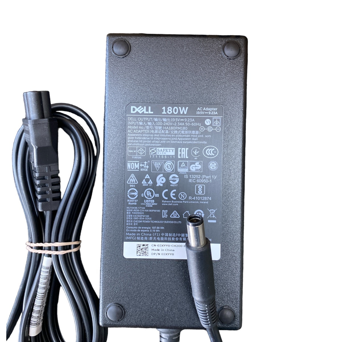 Cargador Original Dell 180W | 19.5V | 9.23A | Compatible con Laptops Precision y Alienware